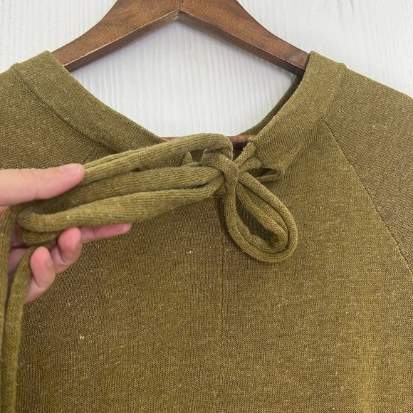 Zara - Olive Green Split Back Tie At Neck Long Sleeve Lightweight Sweater Small - Picture 11 of 11